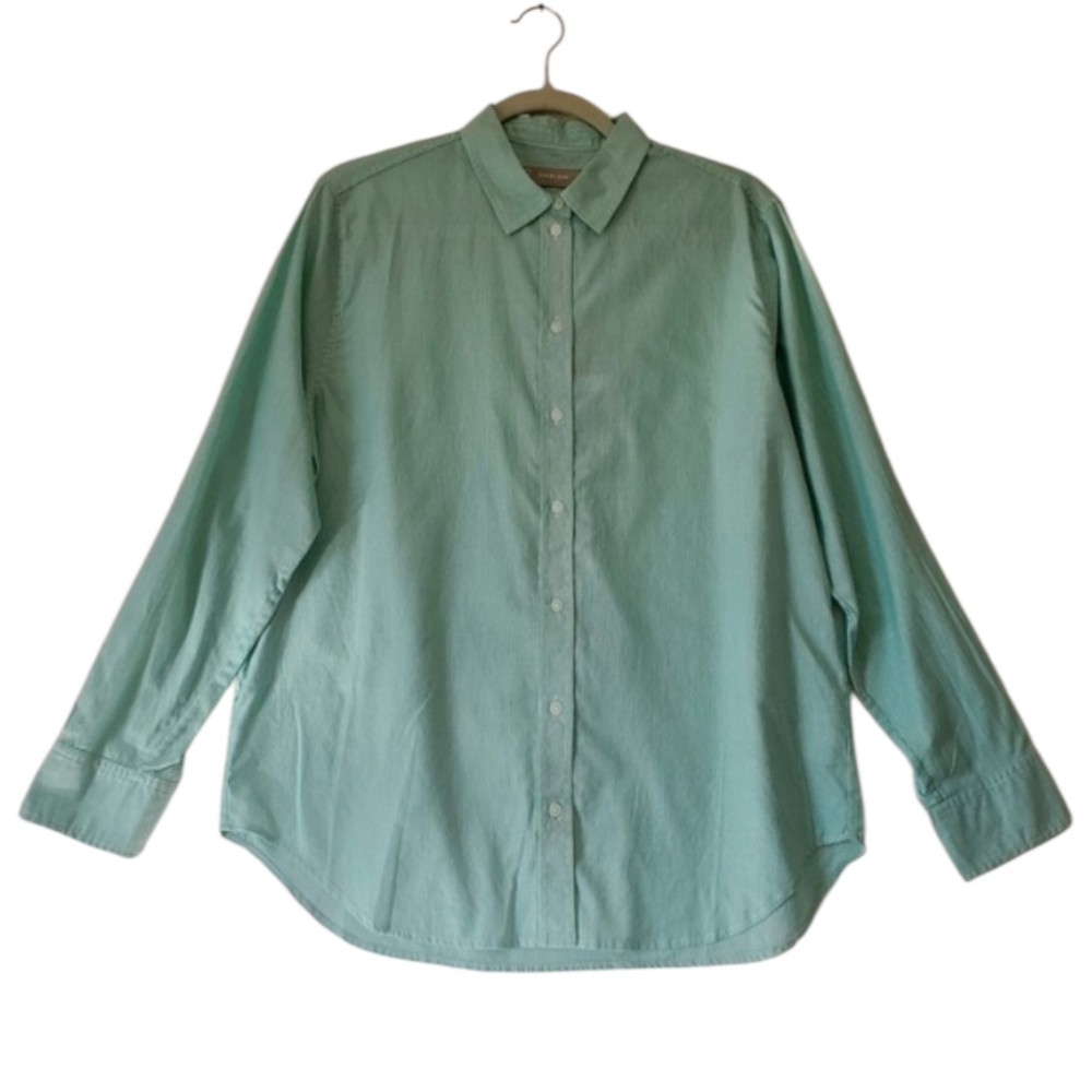 Everlane Mint Cotton Striped Cotton Button Down Shirt Top‎ Size 10 NWT